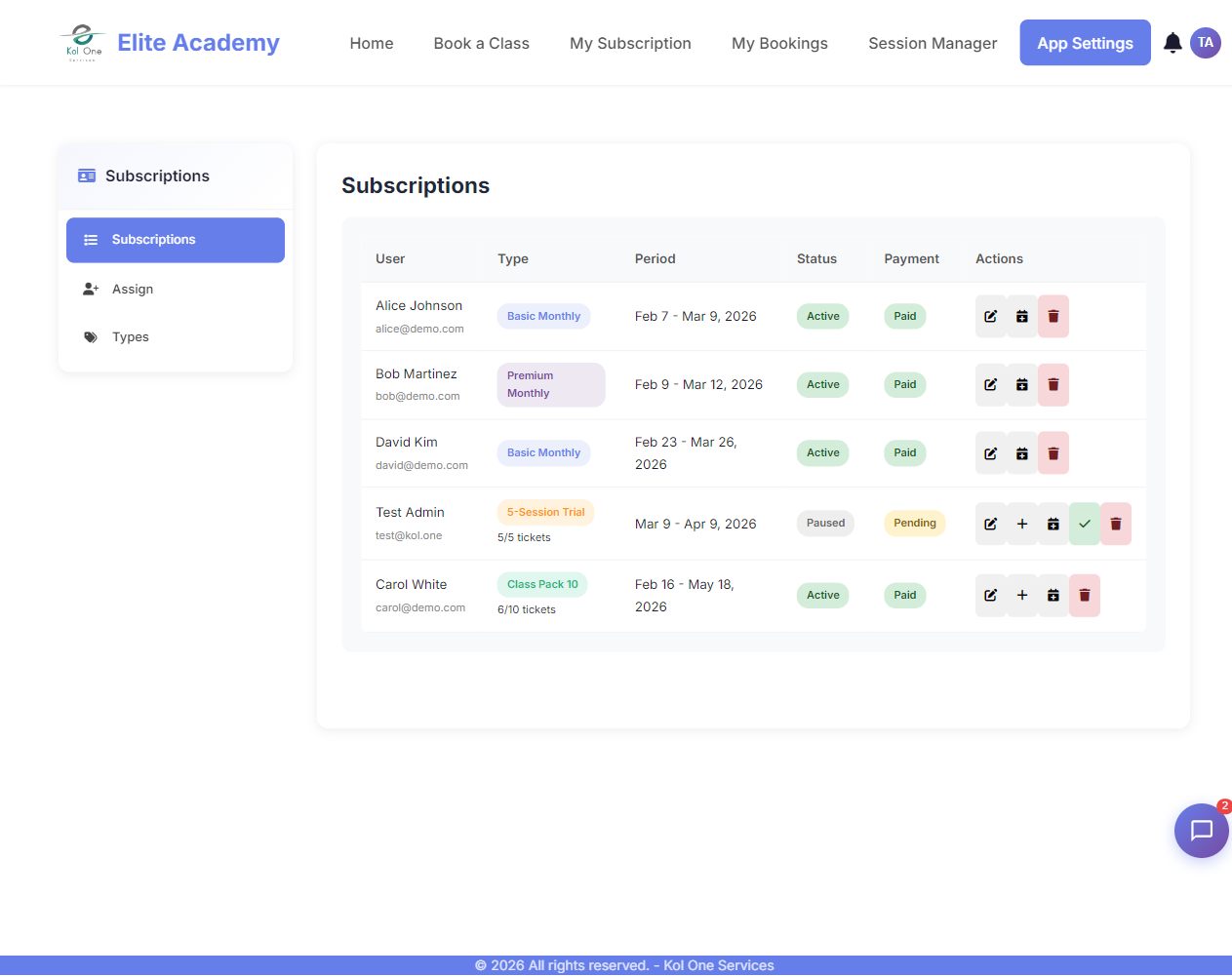 Subscriptions module